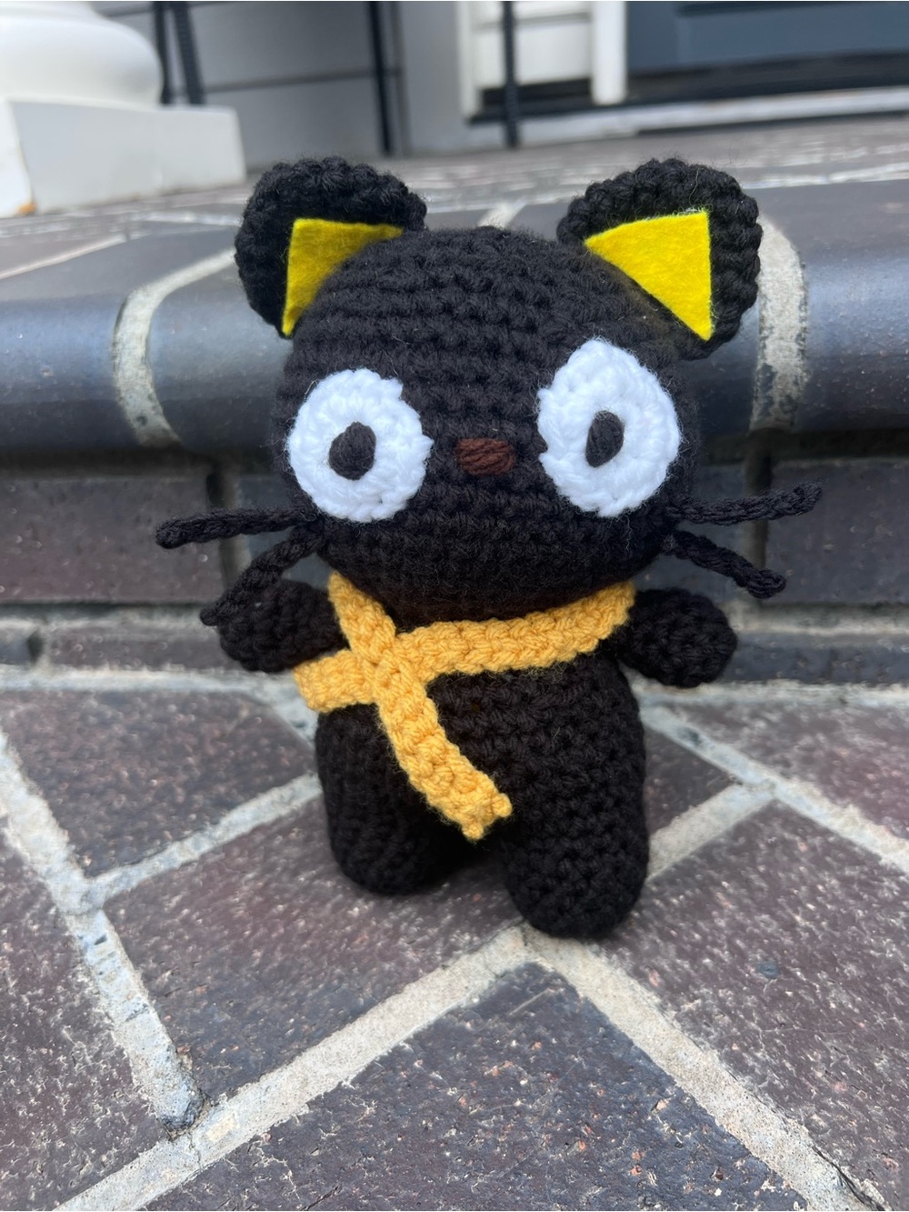 Hand Crocheted Felix the Stylish Black Cat Stuffed Animal Plushie!